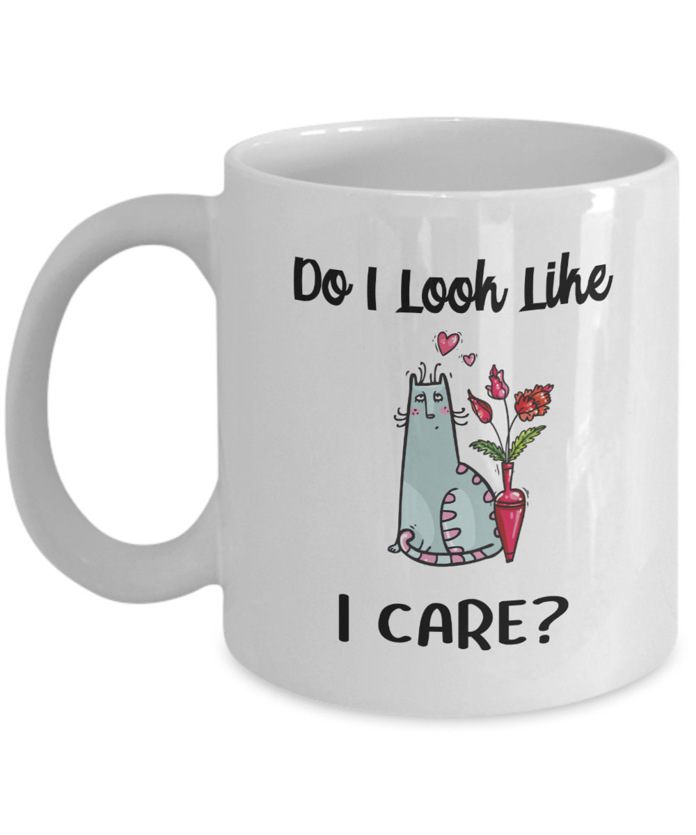 Do I Look Like I Care Cat Coffee Mug