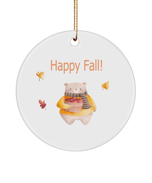 Happy Fall Bear Ornament Holiday Fall Ornament