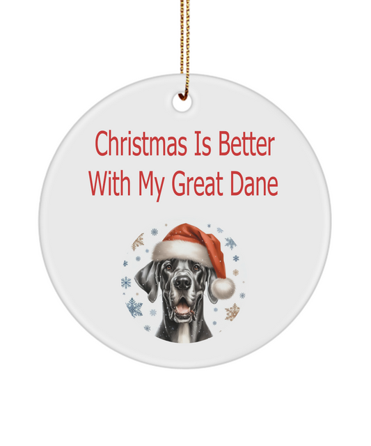 Christmas Is Better With My Great Dane Dog Christmas Ornament