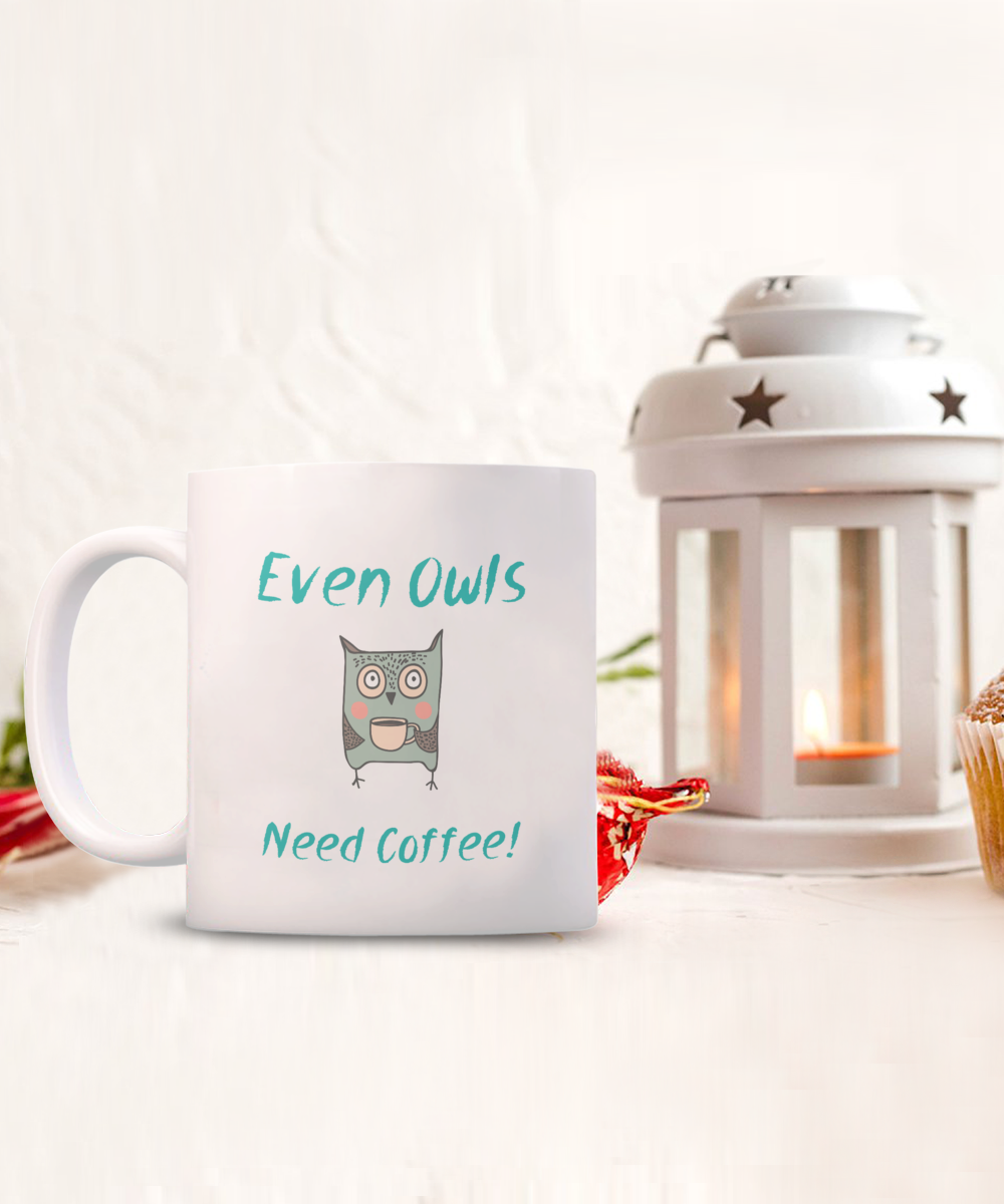 Even Owls Need Coffee Mug